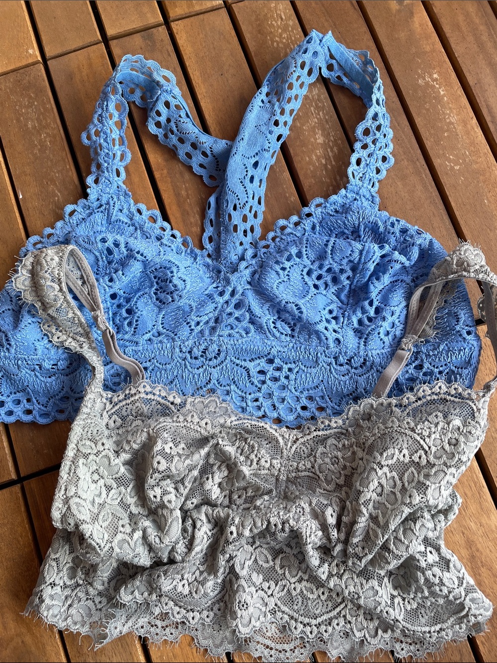 Aerie set of 2 bralettes blue and gray size M